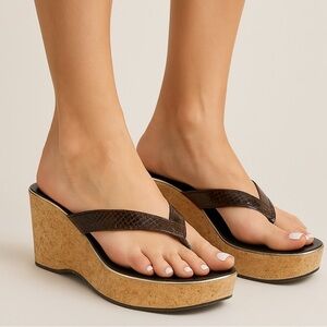 Jimmy Choo Brown and tan Wedge Sandals